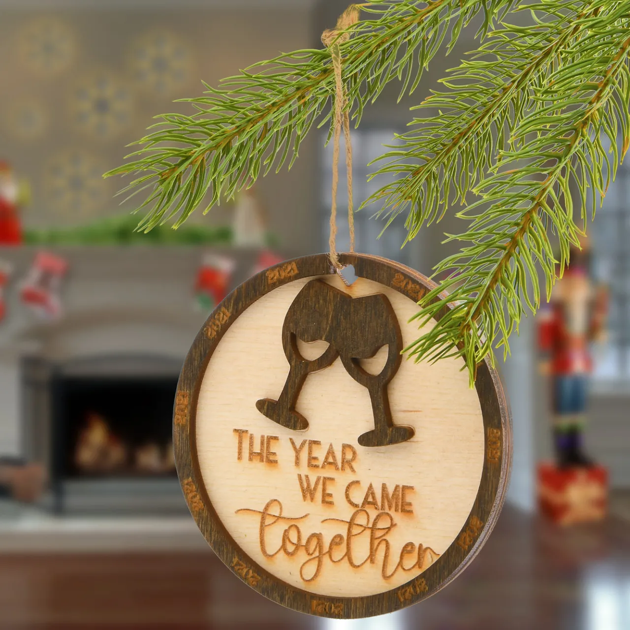Clearance National Tree Company 2021 "The Year We Came Together" Wood Christmas Ornament with Hanging Loop, 3 in