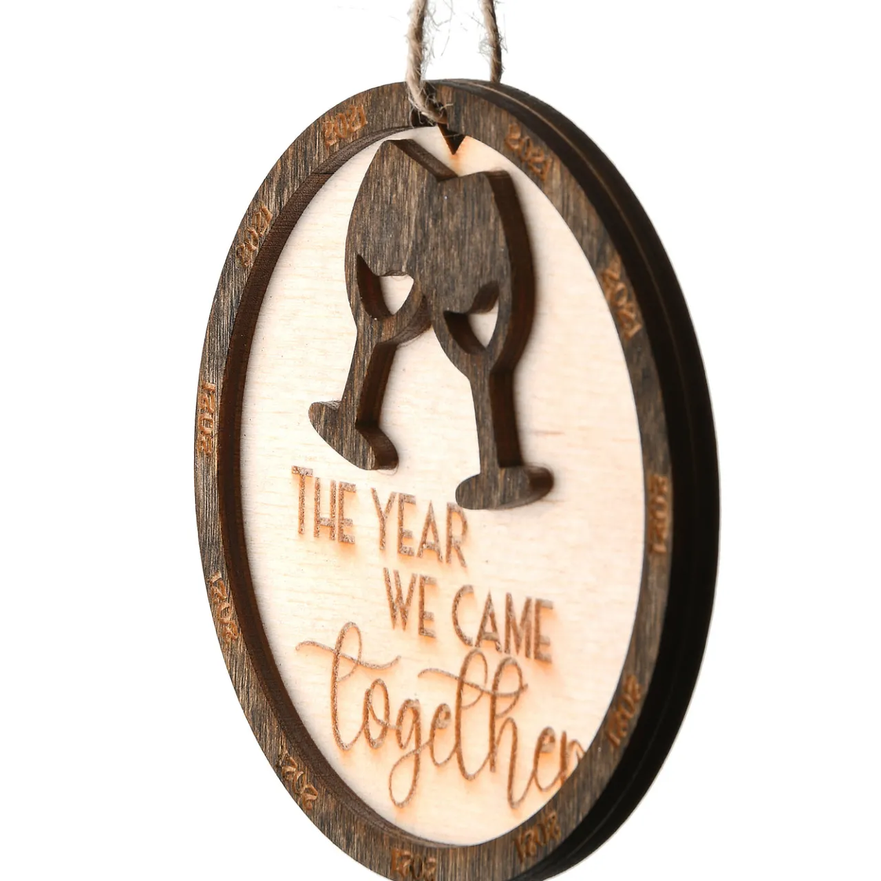 Clearance National Tree Company 2021 "The Year We Came Together" Wood Christmas Ornament with Hanging Loop, 3 in