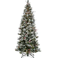 Outlet National Tree Company 9ft. Pre-Lit Snowy Bedford Pine Hinged Tree with PowerConnect Clear Lights