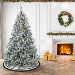 Online National Tree Company 9ft. Pre-Lit Snowy Hudson Hinged Tree with PowerConnect Warm White LED Lights