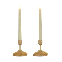 National Tree Company HGTV Home Collection Flameless Heritage Candle Pair, Natural Base
