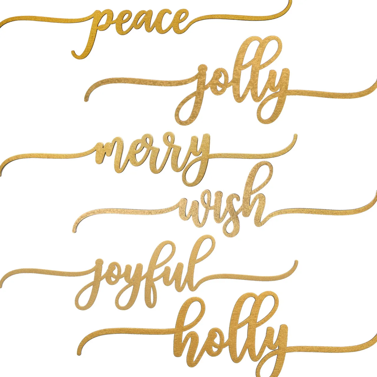 Outlet National Tree Company 6-Piece Christmas Place Setting Message Decor, Curly Script Writing In Gold, 10 in