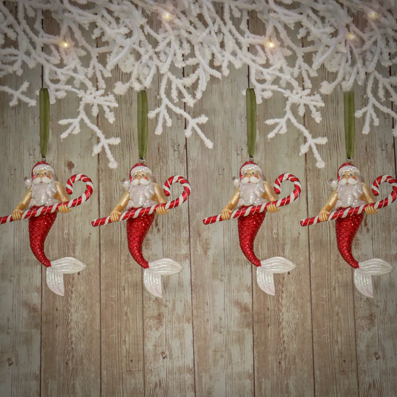 New National Tree Company 4-Piece HGTV Home Collection Santa Merman Ornaments