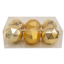 Best National Tree Company 6-Piece Shatterproof Geometric Gold Ornaments