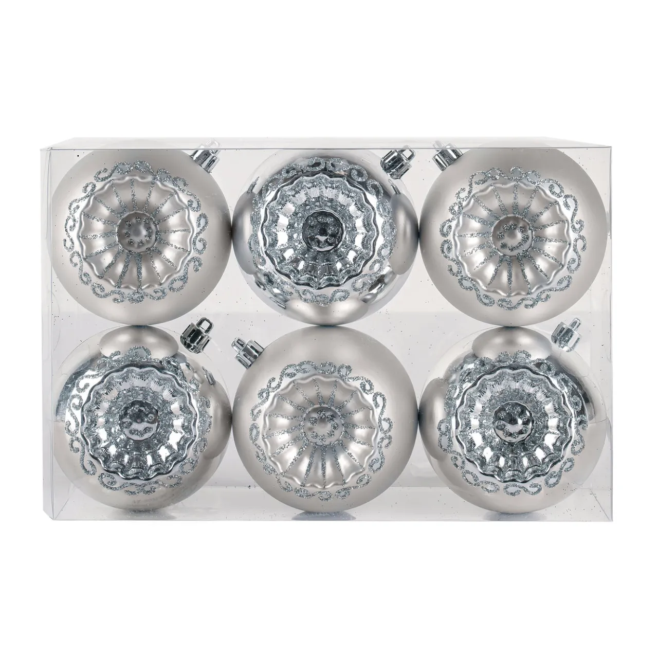 Clearance National Tree Company 6-Piece Shatterproof Glittering Silver Ornaments