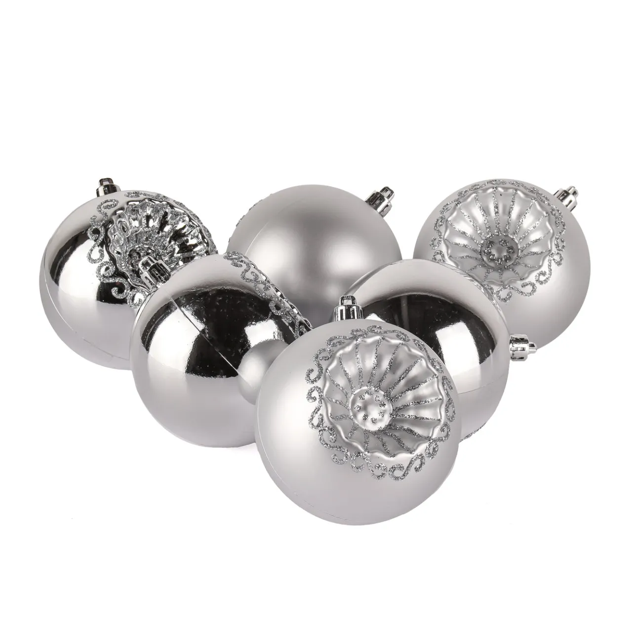 Clearance National Tree Company 6-Piece Shatterproof Glittering Silver Ornaments