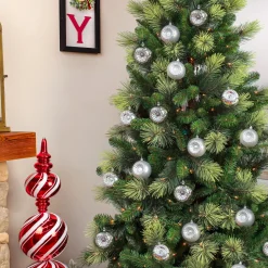 Clearance National Tree Company 6-Piece Shatterproof Glittering Silver Ornaments