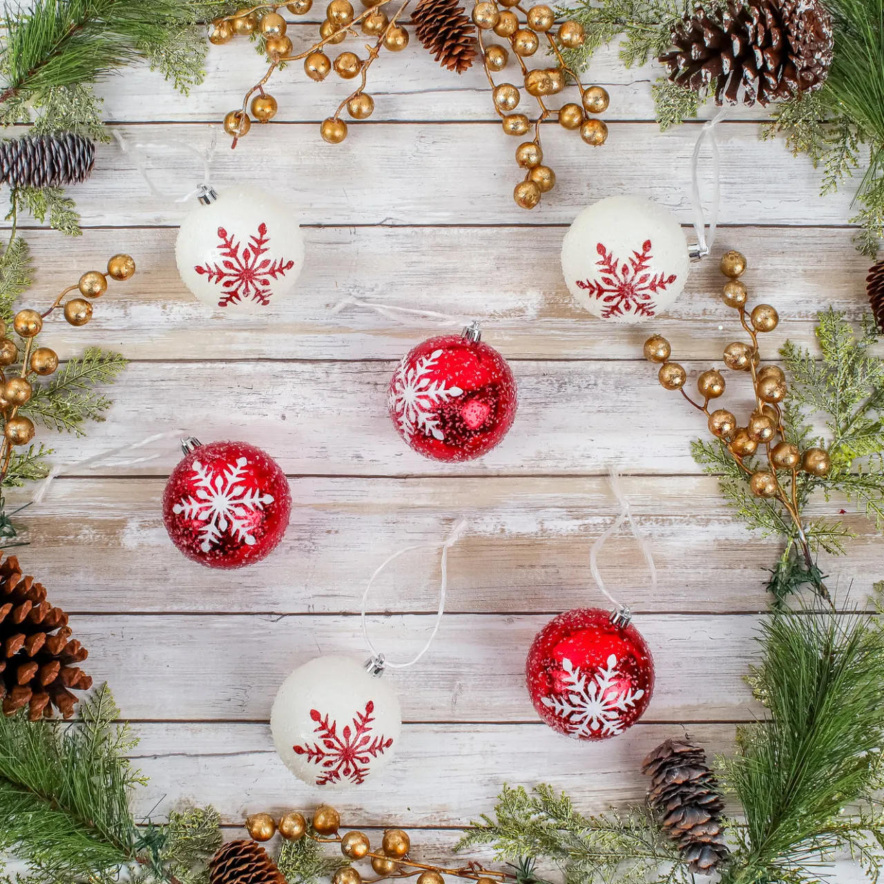 New National Tree Company 6-Piece Shatterproof Snowflake Ornaments