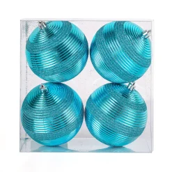 Best National Tree Company 4-Piece Shatterproof Swirling Blue Ornaments