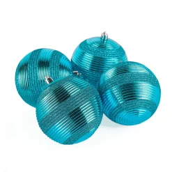 Best National Tree Company 4-Piece Shatterproof Swirling Blue Ornaments