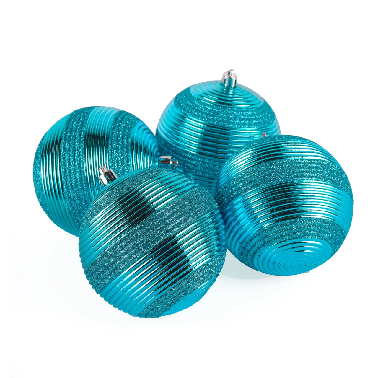 Best National Tree Company 4-Piece Shatterproof Swirling Blue Ornaments