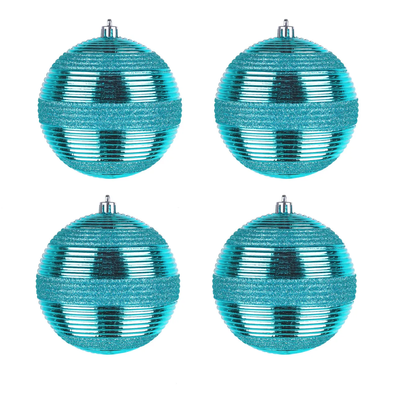 Best National Tree Company 4-Piece Shatterproof Swirling Blue Ornaments