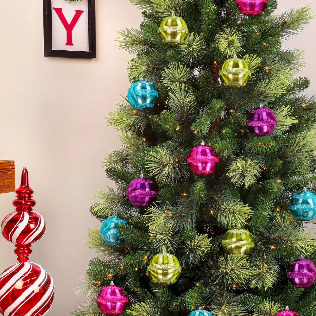 Best National Tree Company 4-Piece Shatterproof Swirling Blue Ornaments
