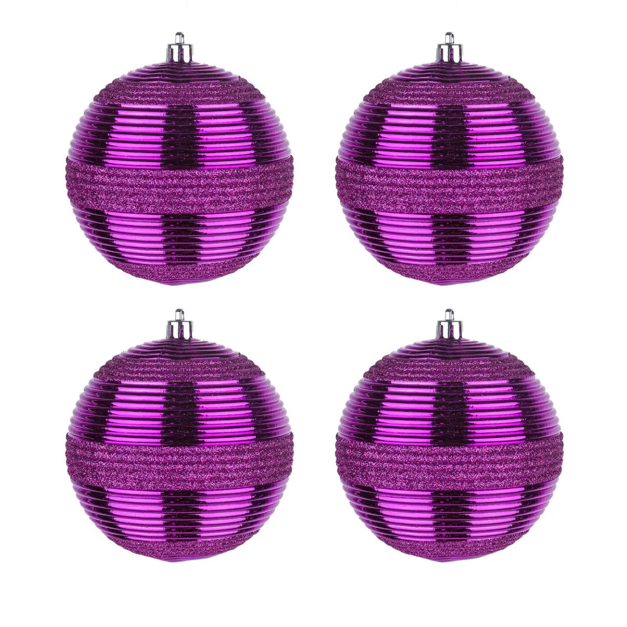New National Tree Company 4-Piece Shatterproof Swirling Purple Ornaments