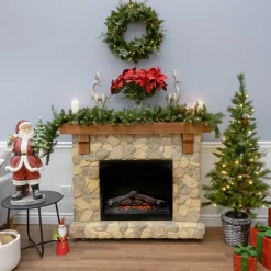 New National Tree Company Pre-Lit Buzzard Pine Assortment Set of 1 Entrance Tree, 1 Wreath, 1 Garland