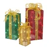 Hot National Tree Company Pre-Lit Multicolor Gift Boxes, Set of Three, White Lights