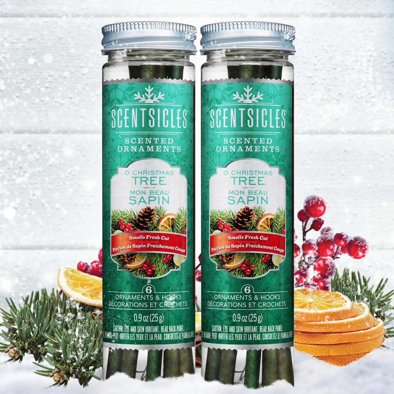 Best National Tree Company Scented Ornaments, 2- Pack- 6ct Bottle, O Christmas Tree, Fragrance-Infused Paper Sticks