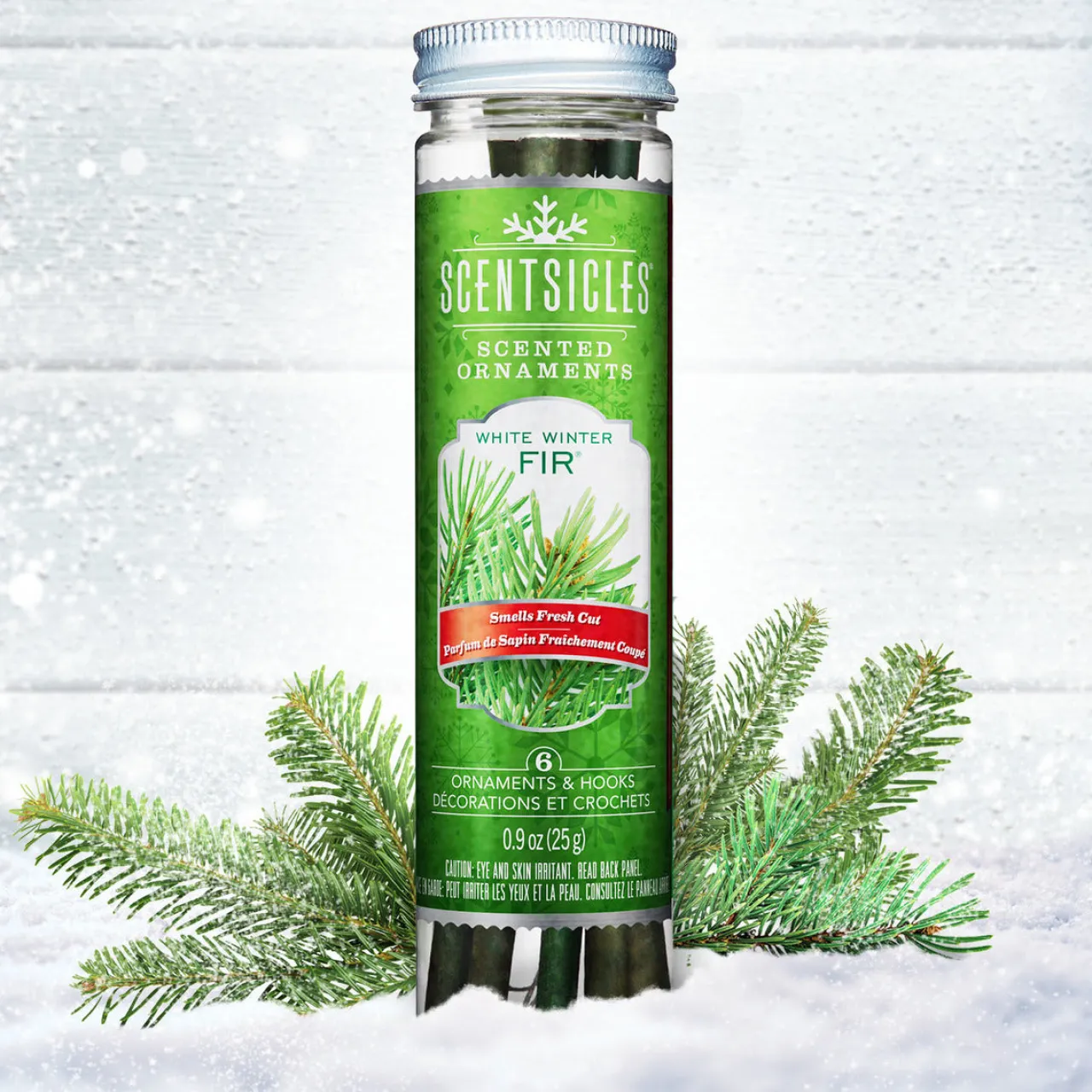 Online National Tree Company Scented Ornaments, 2 Pack- 6ct Bottle, White Winter Fir, Fragrance-Infused Paper Sticks