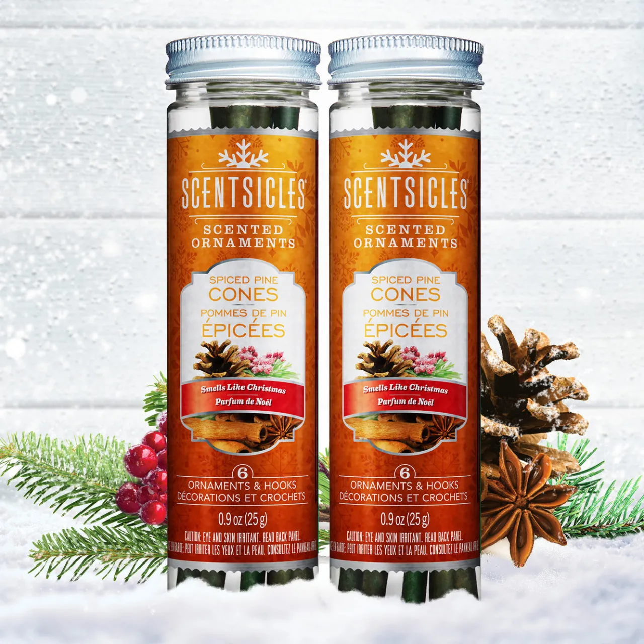 Best National Tree Company Scented Ornaments, 2-Pack- 6ct Bottle, Spiced Pine Cones, Fragrance-Infused Paper Sticks