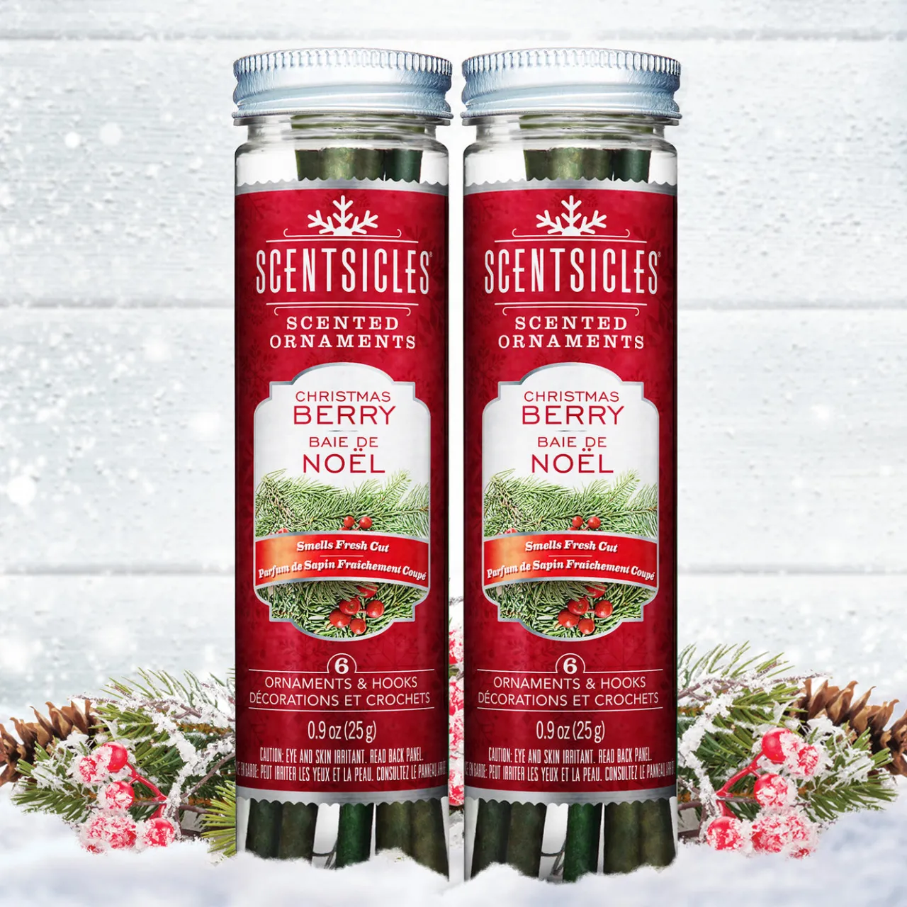 Discount National Tree Company Scented Ornaments, 2-Pack- 6ct Bottle, Christmas Berry, Fragrance-Infused Paper Sticks