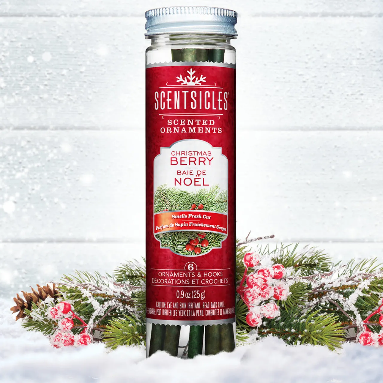 Discount National Tree Company Scented Ornaments, 2-Pack- 6ct Bottle, Christmas Berry, Fragrance-Infused Paper Sticks