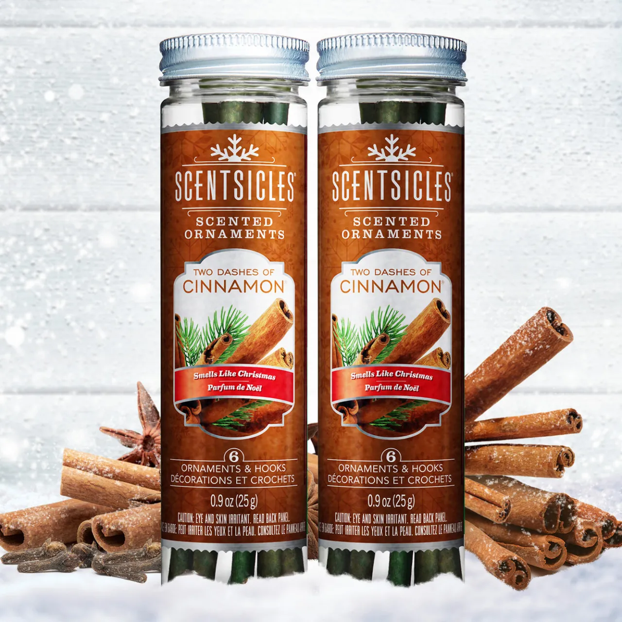 Online National Tree Company Scented Ornaments, 2-Pack- 6ct Bottle, 2 Dashes of Cinnamon, Fragrance-Infused Paper Sticks