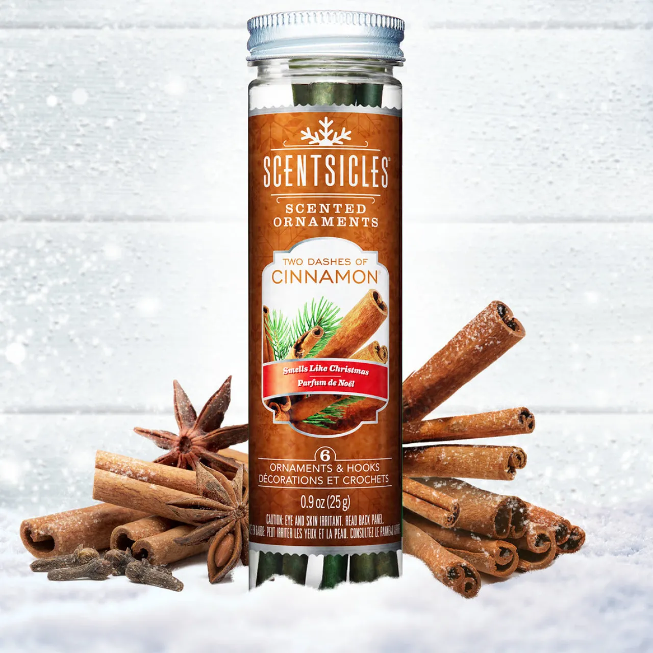 Online National Tree Company Scented Ornaments, 2-Pack- 6ct Bottle, 2 Dashes of Cinnamon, Fragrance-Infused Paper Sticks