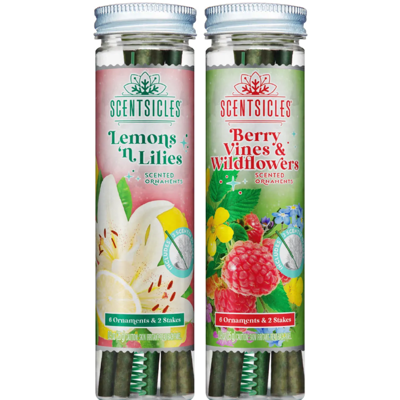 New National Tree Company Scentsicles, 6pc Stick, 1 Lemon 'n Lilies/ 1 Berryvines & Wildflowers- 2 pack