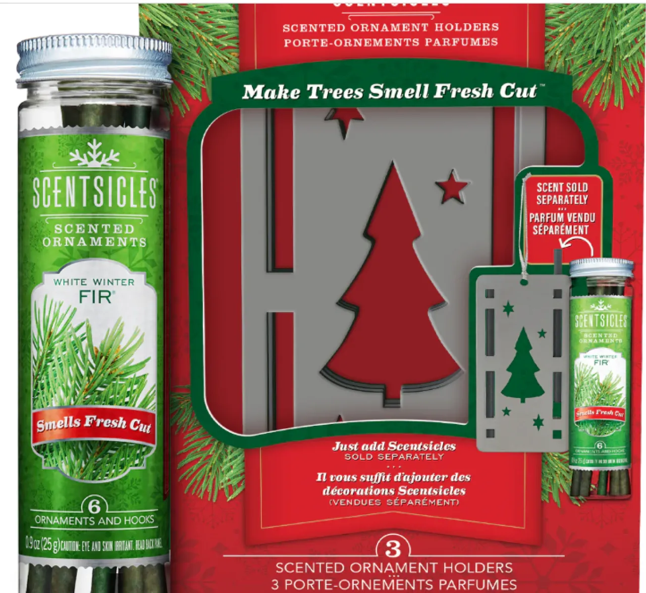 Hot National Tree Company Scentsicles Trio Ornament Set of 3 and White Winter Fir Bottle of 6 Sticks