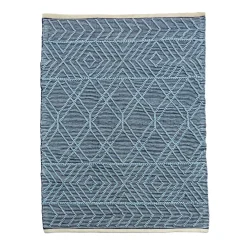 National Tree Company 5x7 ft. Navy Blue Hand Woven Outdoor Rug