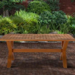 New National Tree Company 72x38x29 in. Eucalyptus Grandis Wood Farm House Style Table, Natural Color