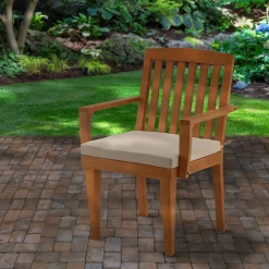 Clearance National Tree Company 24x26x37 in. Eucalyptus Grandis Wood Dining Armchair, Natural Color with Beige Cushion & Polyester Pad