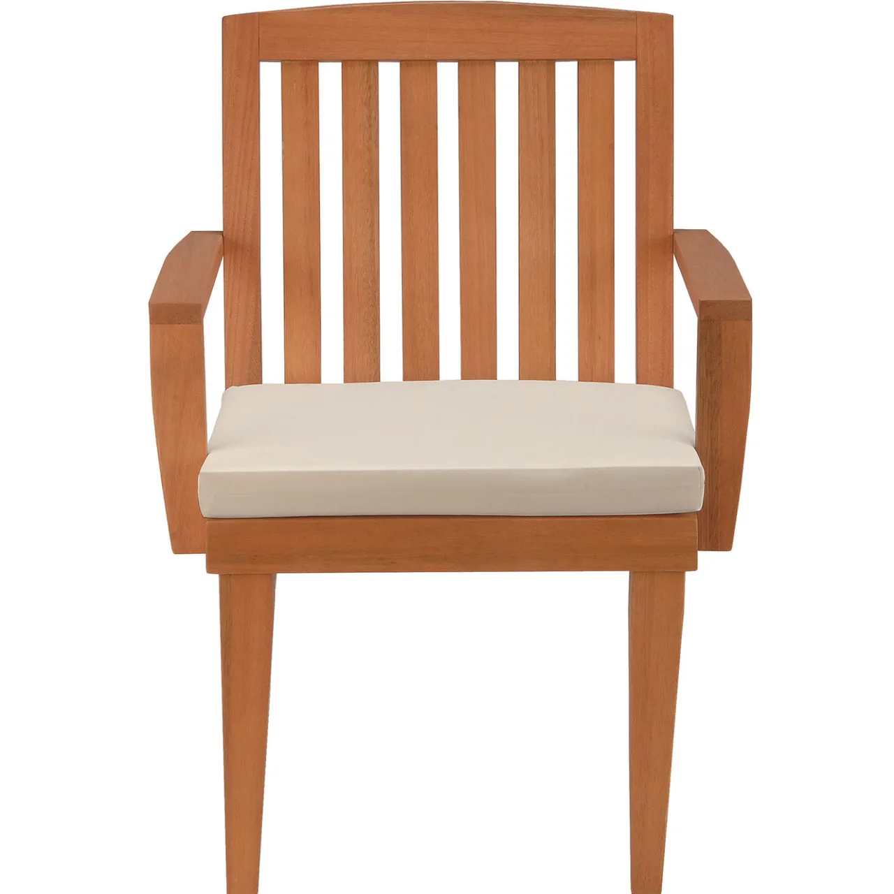 Clearance National Tree Company 24x26x37 in. Eucalyptus Grandis Wood Dining Armchair, Natural Color with Beige Cushion & Polyester Pad