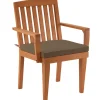 National Tree Company 24x26x37 in. Eucalyptus Grandis Wood Dining Armchair, Natural Color with Chocolate Cushion and Polyester Pad