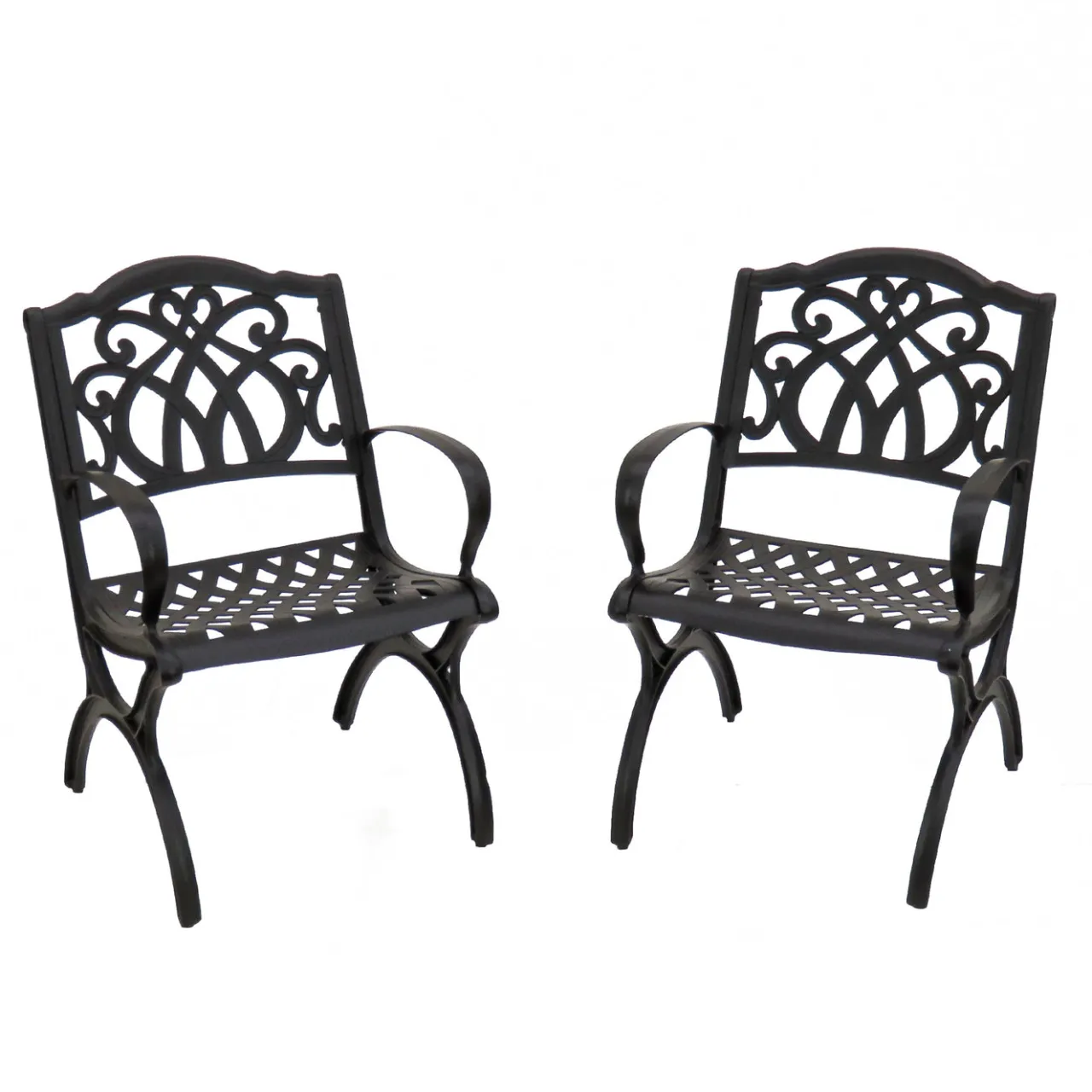 Outlet National Tree Company 24x26x36 in. Leeds Aluminum Circle All Weather Chairs, Set of 2, Leeds Collection